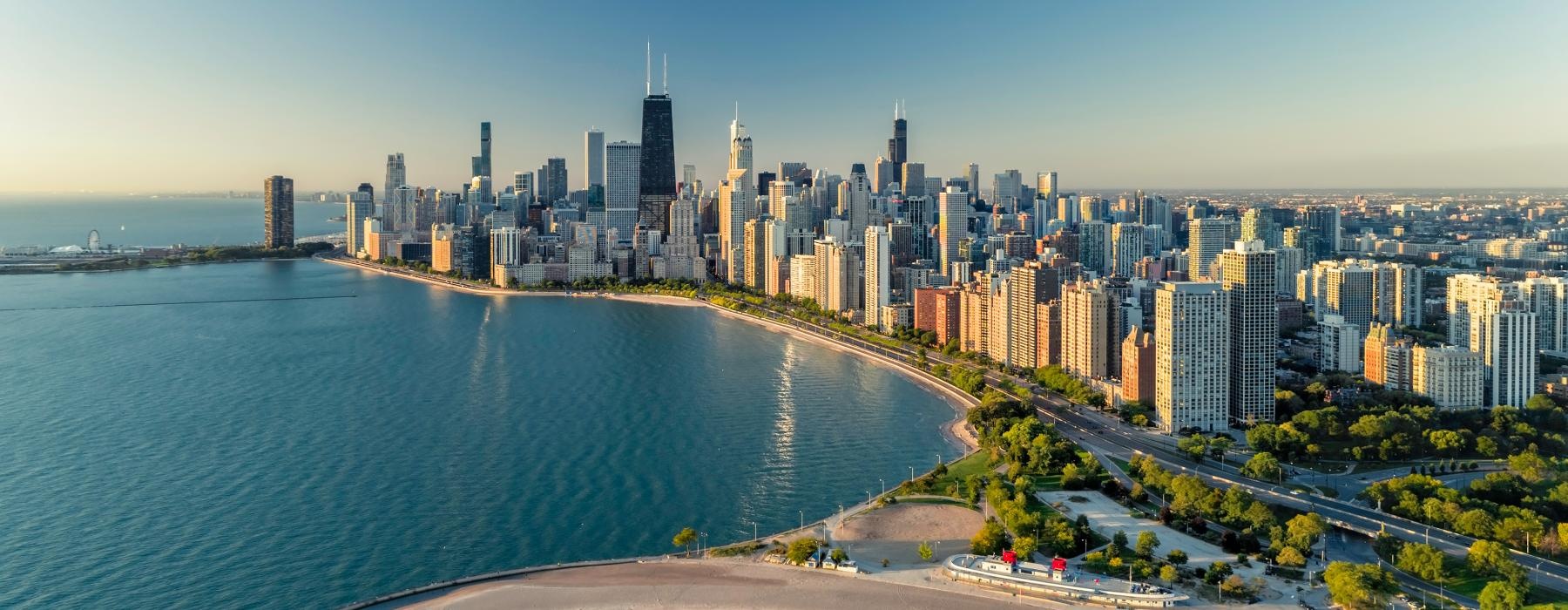 a city next to a body of water